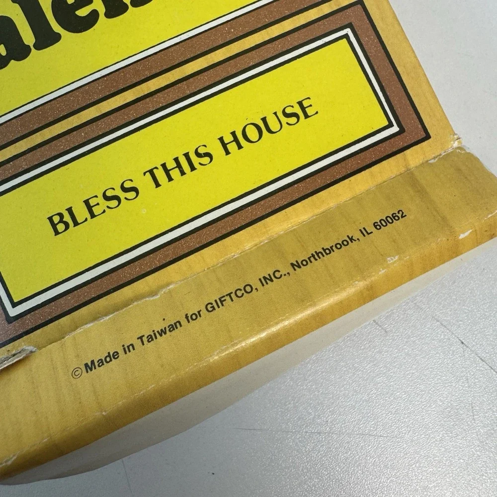 Vtg 1981 Bless This House wooden wall scroll farmhouse cottage decor‎